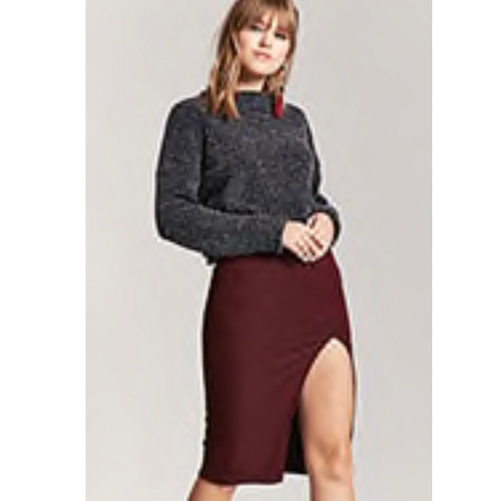 Thigh Slit Midi Skirt
